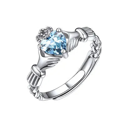 Birthstone Claddagh Ring Adjustable