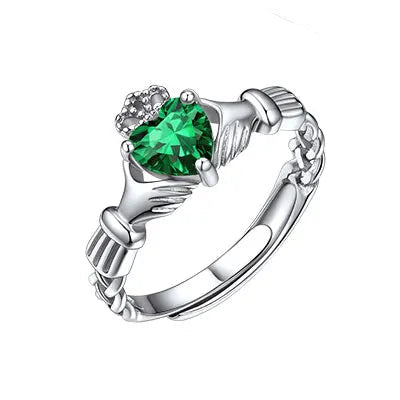 Birthstone Claddagh Ring Adjustable