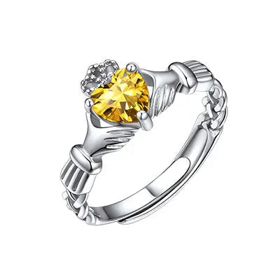 Birthstone Claddagh Ring Adjustable