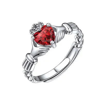 Birthstone Claddagh Ring Adjustable