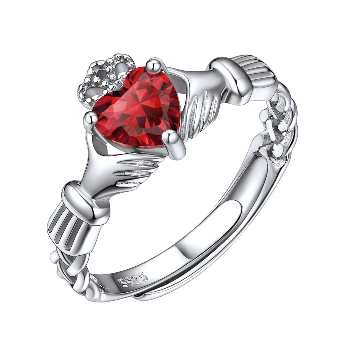 Birthstone Claddagh Ring Adjustable
