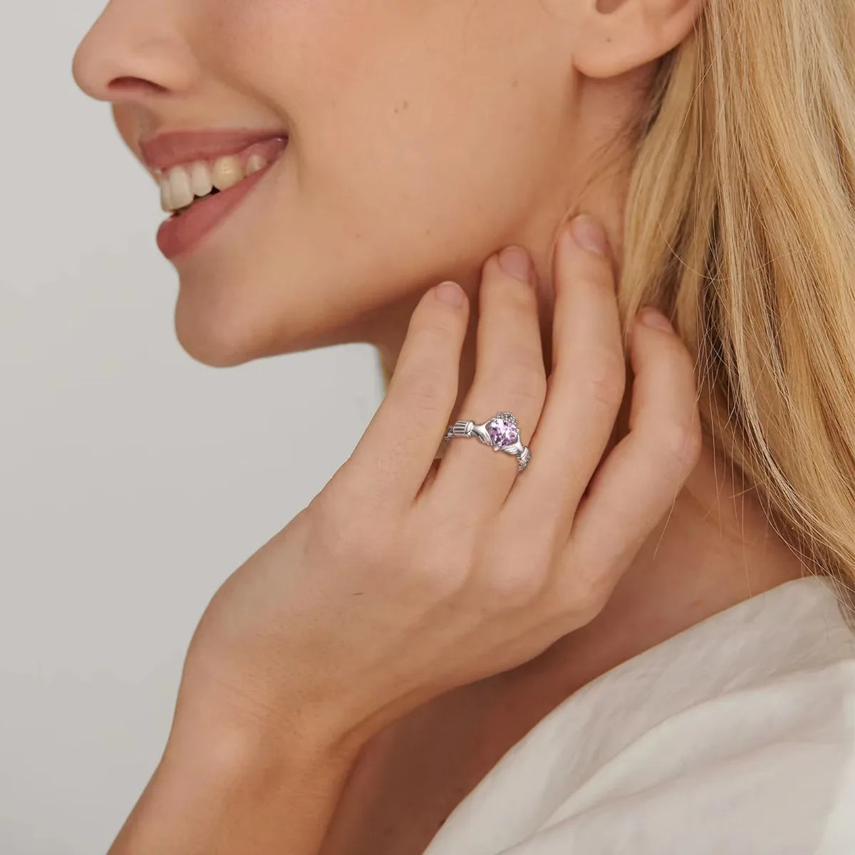Birthstone Claddagh Ring Adjustable
