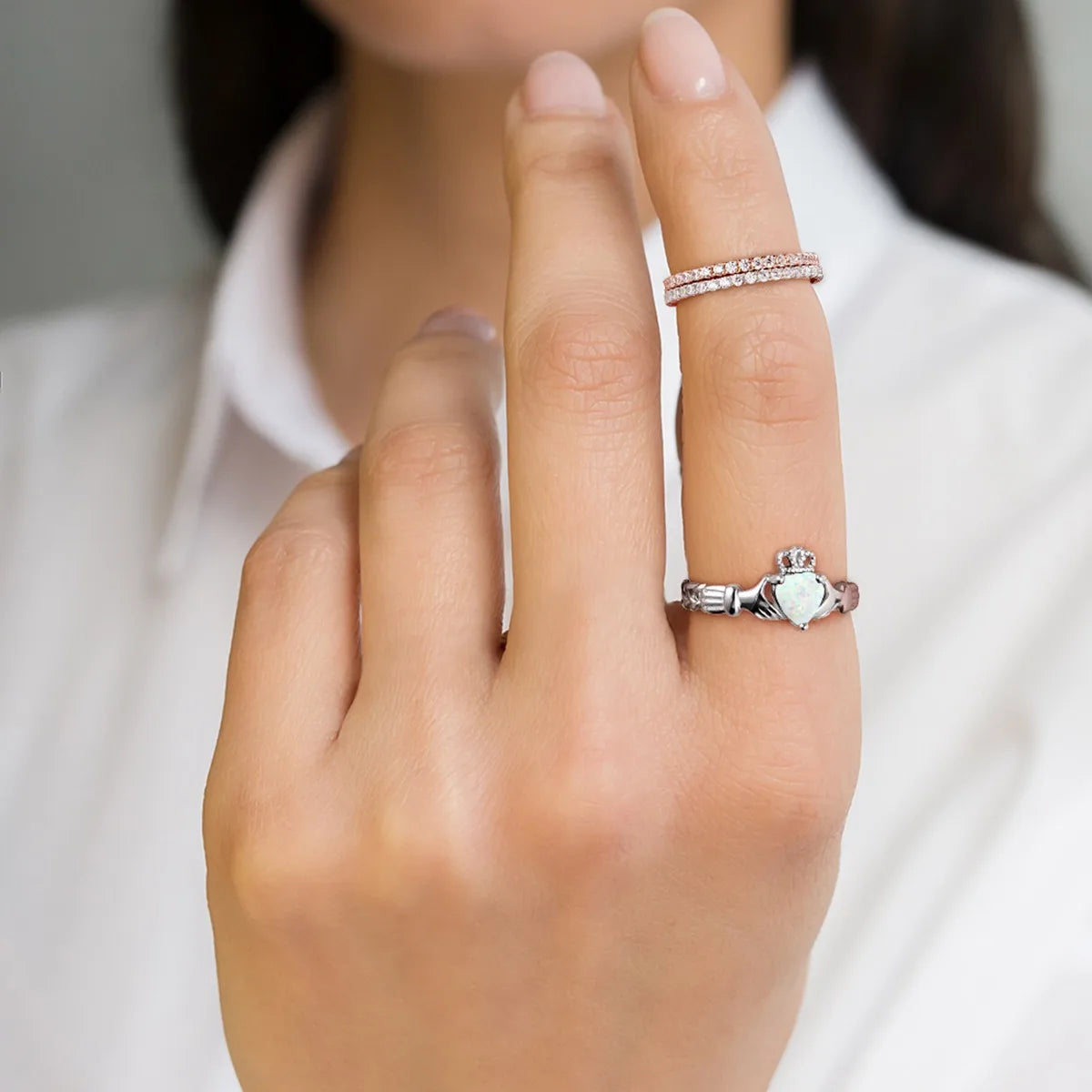 Birthstone Claddagh Ring Adjustable