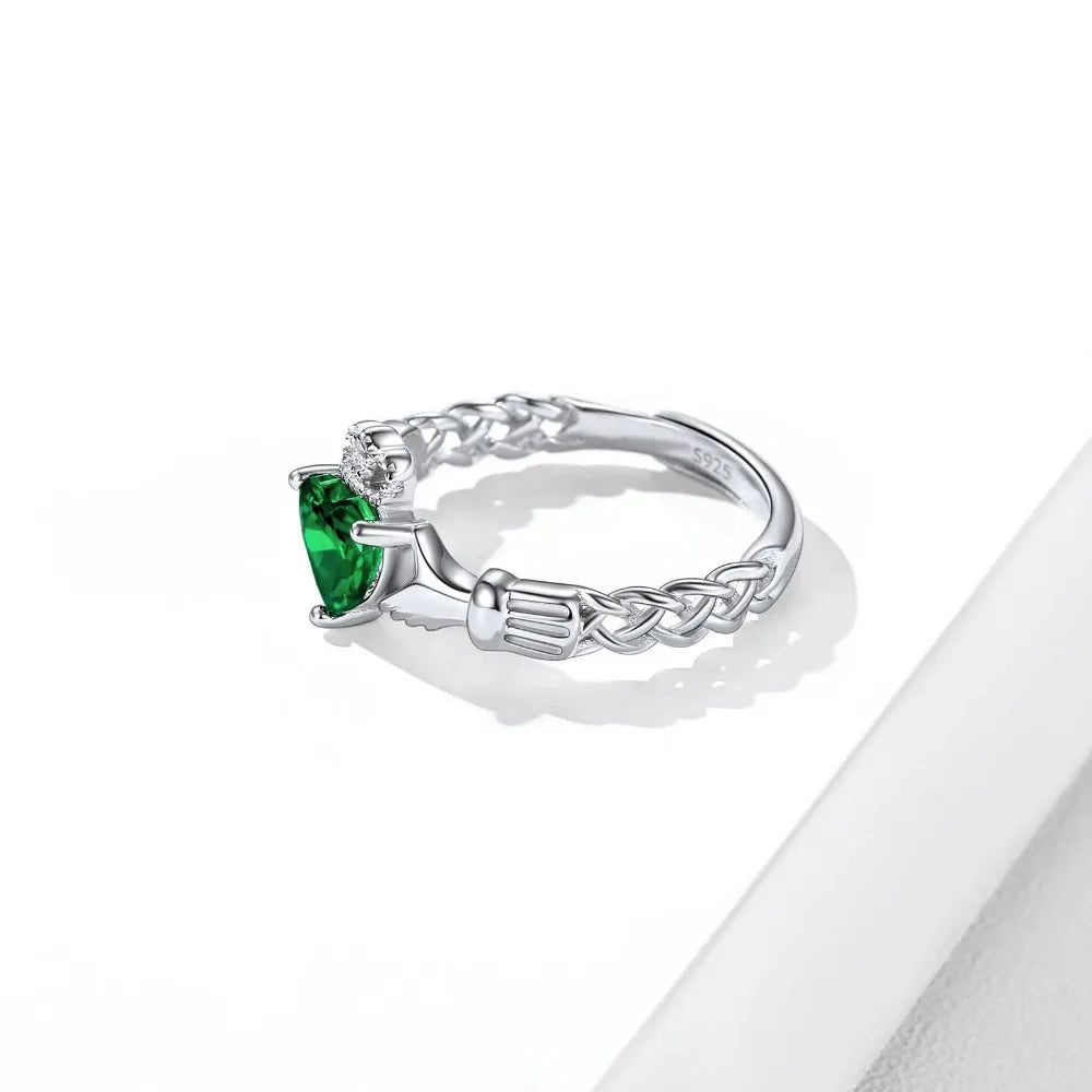 Birthstone Claddagh Ring Adjustable