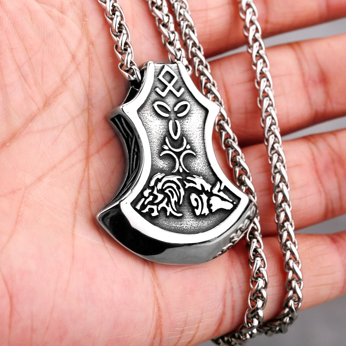 Viking Axe & Odin’s Wolf Pendant