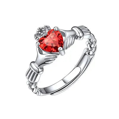 Birthstone Claddagh Ring Adjustable