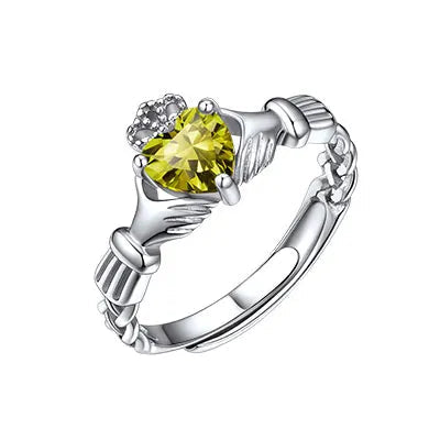 Birthstone Claddagh Ring Adjustable