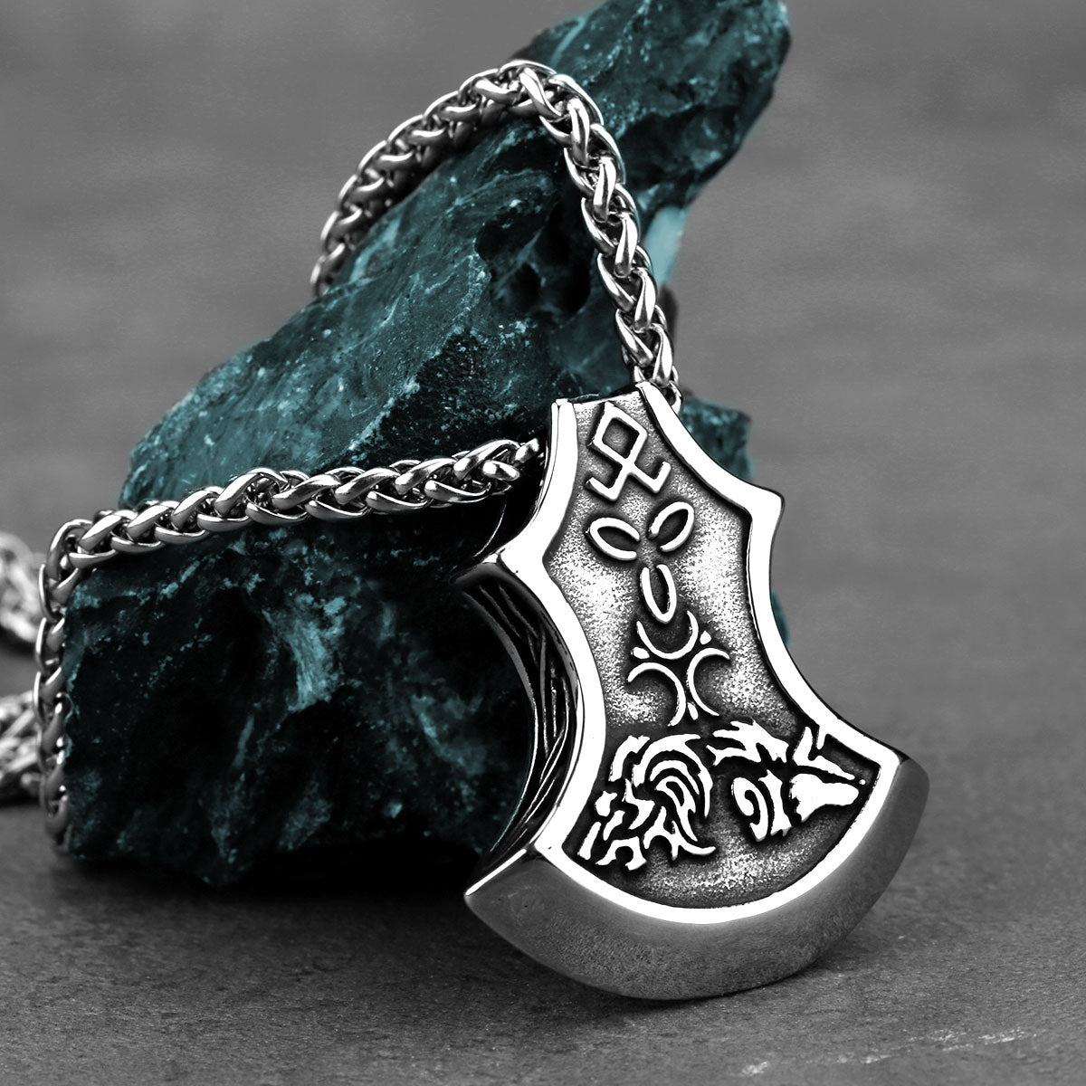 Viking Axe & Odin’s Wolf Pendant