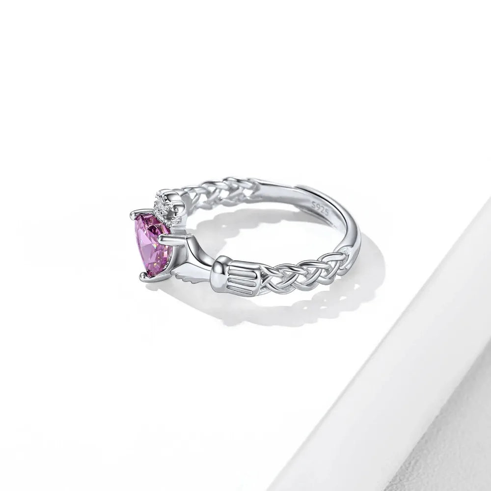 Birthstone Claddagh Ring Adjustable