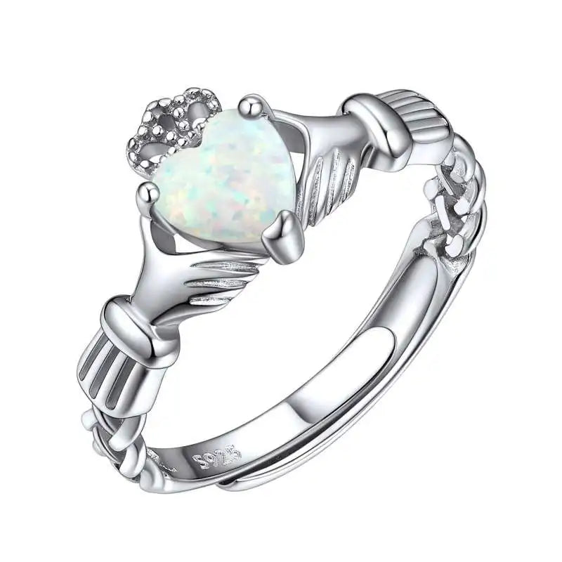 Birthstone Claddagh Ring Adjustable