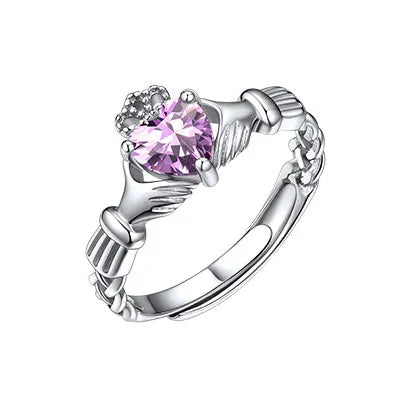 Birthstone Claddagh Ring Adjustable