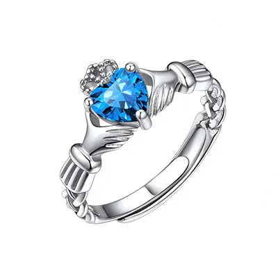 Birthstone Claddagh Ring Adjustable