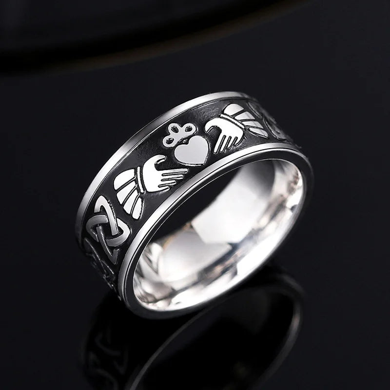 Claddagh Hand Holding Heart Crown Ring
