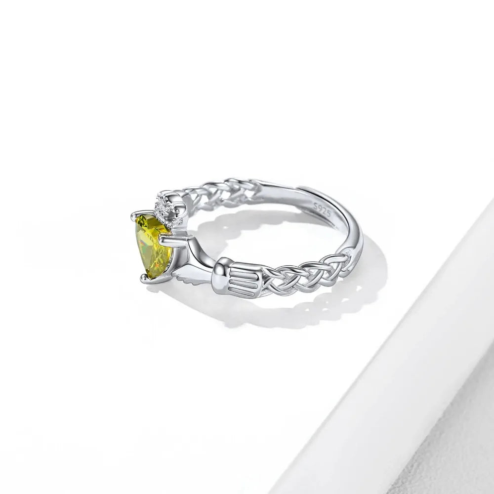 Birthstone Claddagh Ring Adjustable