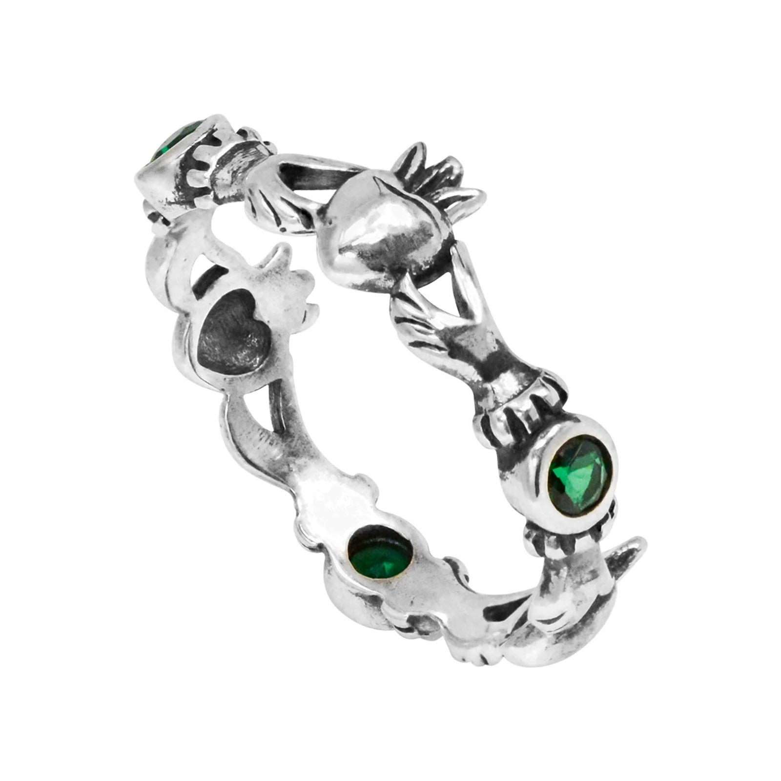 Green Zircon Claddagh Ring